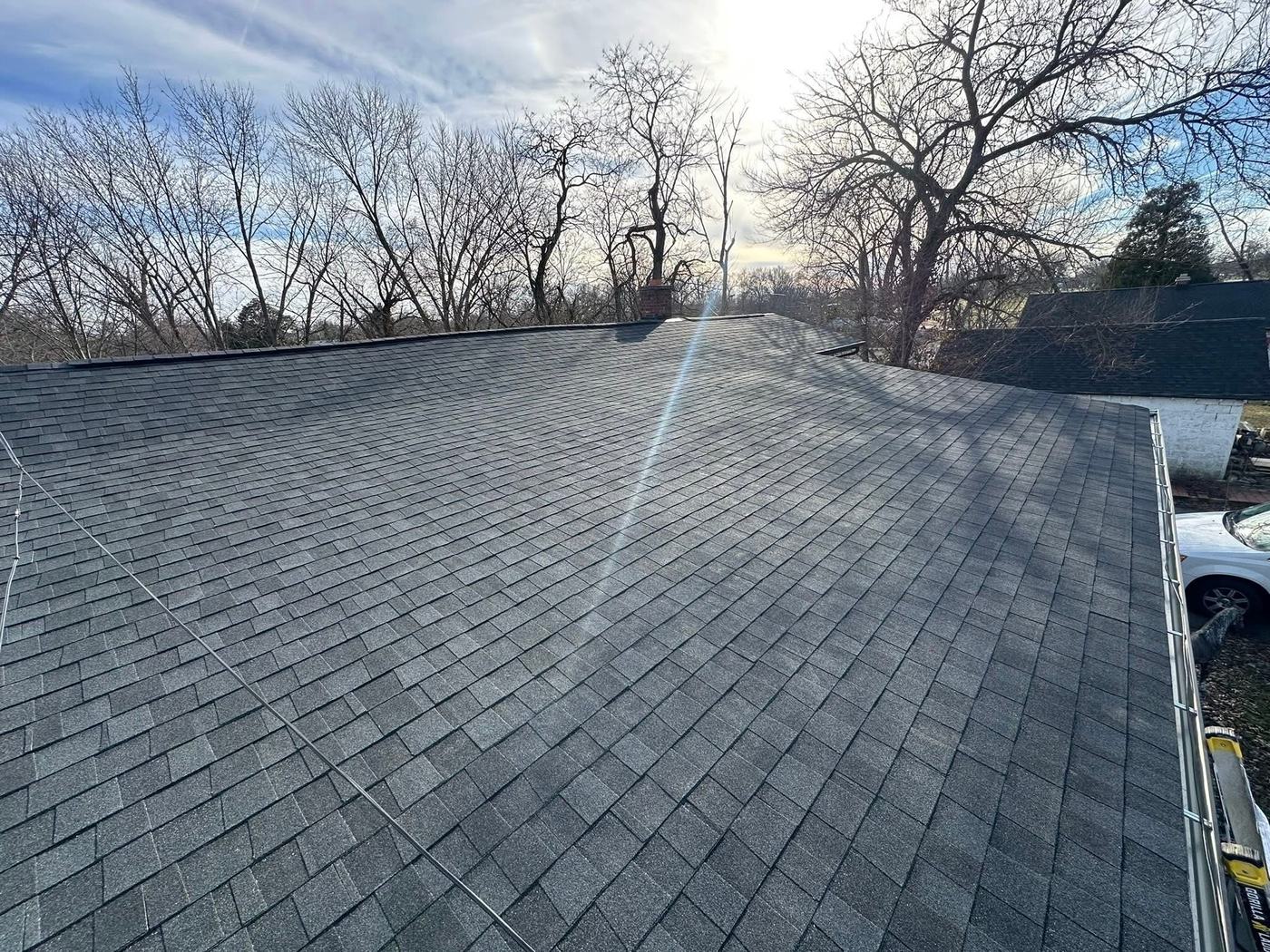 Completed roof replacement with dimensional shingles